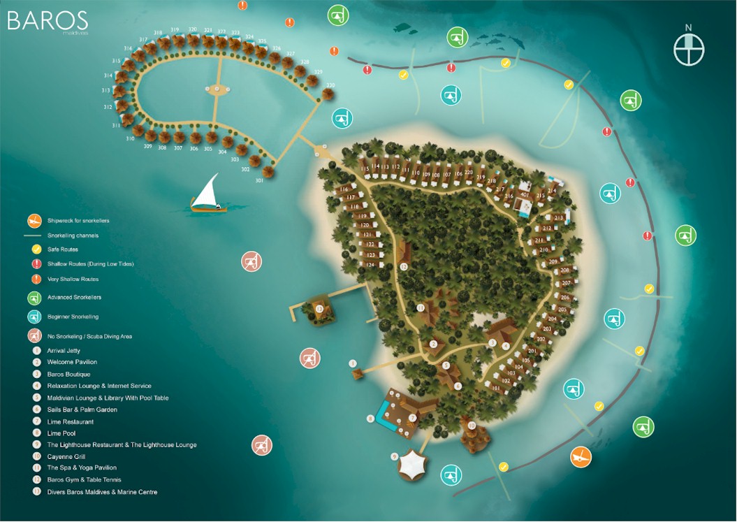 Maldives Resort Map Enlarged